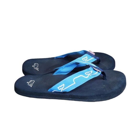 VINEYARD VINES FLIP FLOPS SANDAL WOMENS US 11 BLUE RUBBER CANVAS - Picture 4 of 7